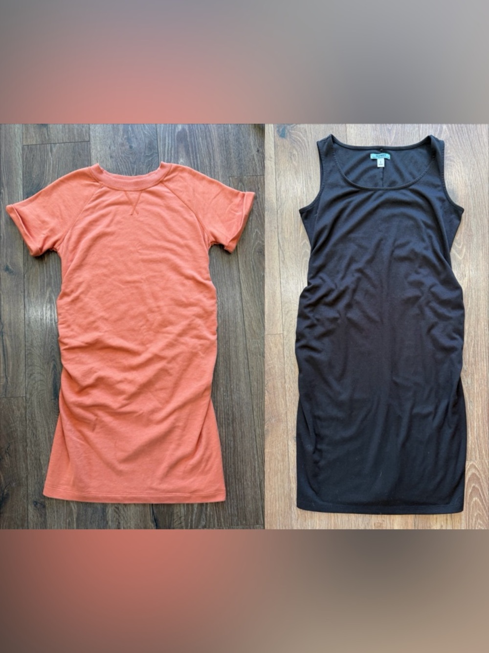 Two Old Navy Maternity Size Small Orange And Black Short Dresses Bundle